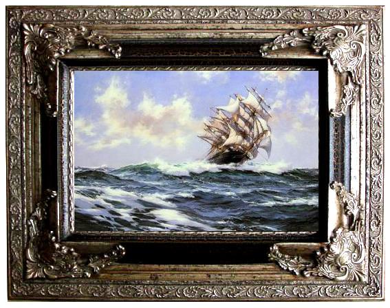 framed  unknow artist Seascape, boats, ships and warships. 138, Ta053